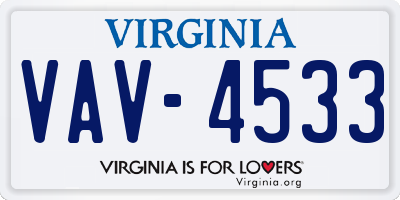 VA license plate VAV4533