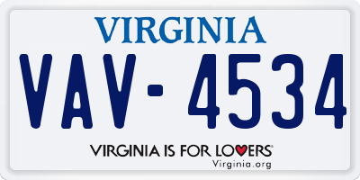 VA license plate VAV4534