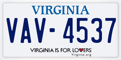VA license plate VAV4537