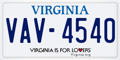 VA license plate VAV4540