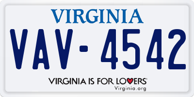 VA license plate VAV4542