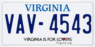 VA license plate VAV4543