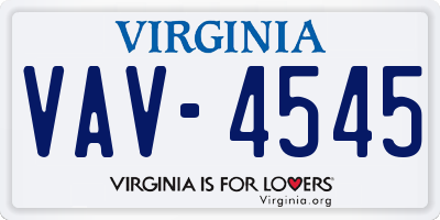 VA license plate VAV4545