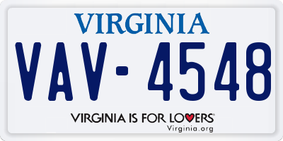 VA license plate VAV4548