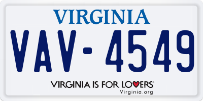 VA license plate VAV4549