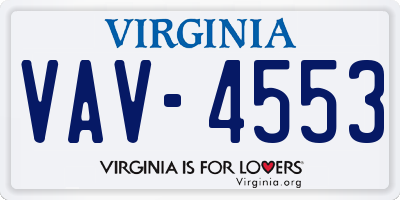 VA license plate VAV4553