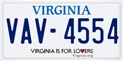 VA license plate VAV4554