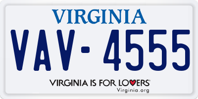 VA license plate VAV4555