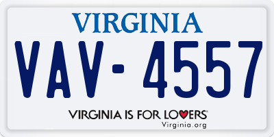 VA license plate VAV4557