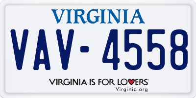 VA license plate VAV4558