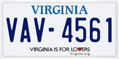 VA license plate VAV4561