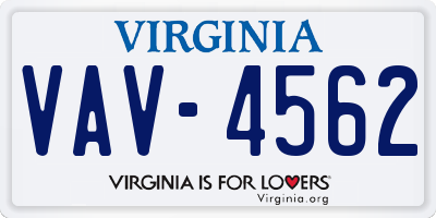 VA license plate VAV4562