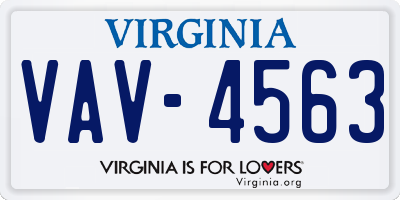 VA license plate VAV4563