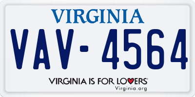 VA license plate VAV4564