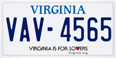 VA license plate VAV4565
