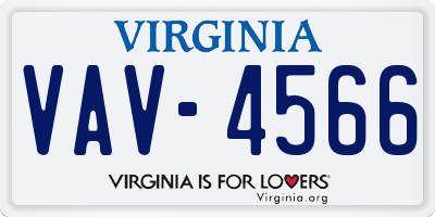 VA license plate VAV4566