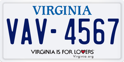 VA license plate VAV4567
