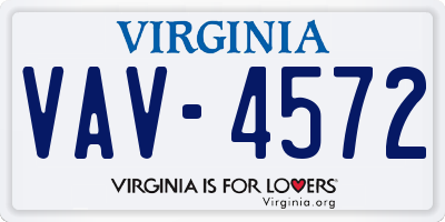 VA license plate VAV4572