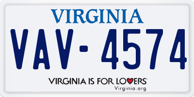 VA license plate VAV4574