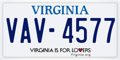 VA license plate VAV4577