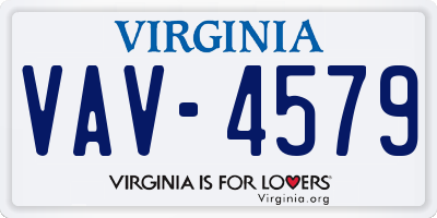 VA license plate VAV4579