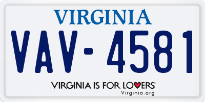 VA license plate VAV4581
