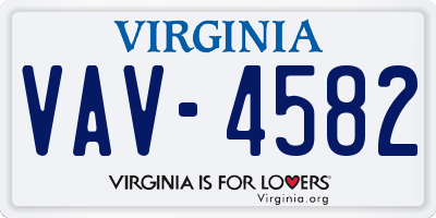 VA license plate VAV4582