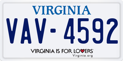 VA license plate VAV4592