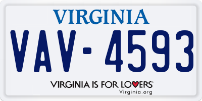 VA license plate VAV4593