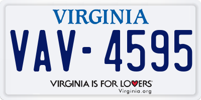 VA license plate VAV4595