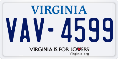 VA license plate VAV4599