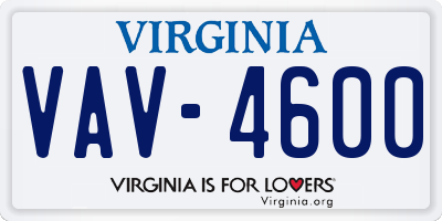 VA license plate VAV4600