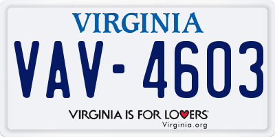 VA license plate VAV4603