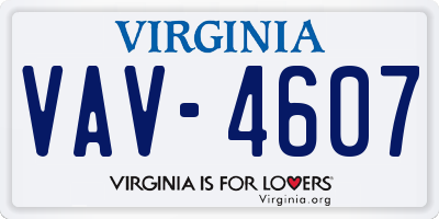 VA license plate VAV4607