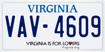 VA license plate VAV4609