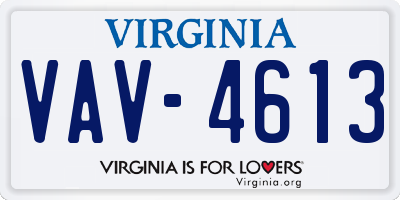 VA license plate VAV4613