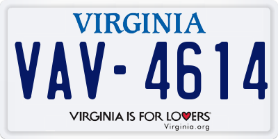 VA license plate VAV4614