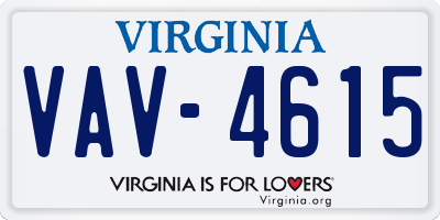 VA license plate VAV4615