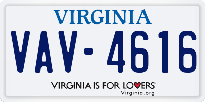 VA license plate VAV4616