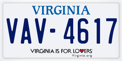 VA license plate VAV4617
