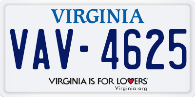VA license plate VAV4625