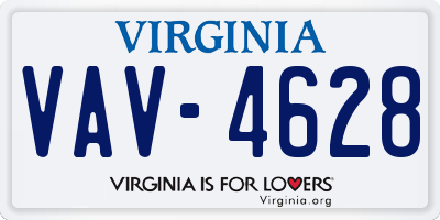 VA license plate VAV4628