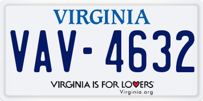 VA license plate VAV4632