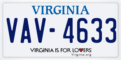 VA license plate VAV4633
