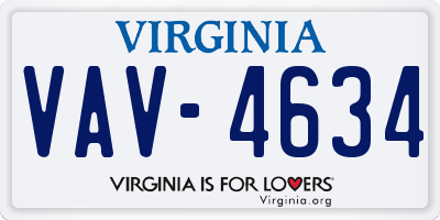 VA license plate VAV4634