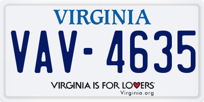 VA license plate VAV4635