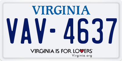VA license plate VAV4637