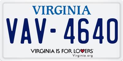 VA license plate VAV4640