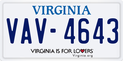 VA license plate VAV4643