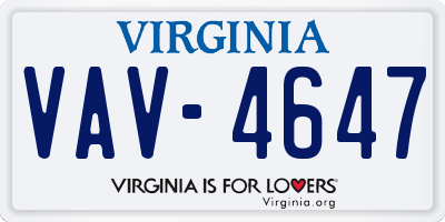 VA license plate VAV4647